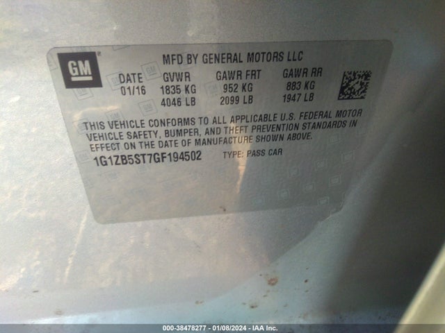 Chevrolet MALIBU LS 2016 1G1ZB5ST7GF194502 Image 9