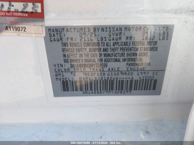 3N1AB8BV9MY328599 Nissan Sentra S Xtronic Cvt