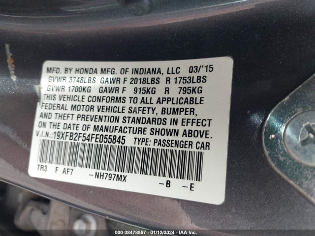 Honda Civic Lx 2015 19XFB2F54FE055845 Image 9