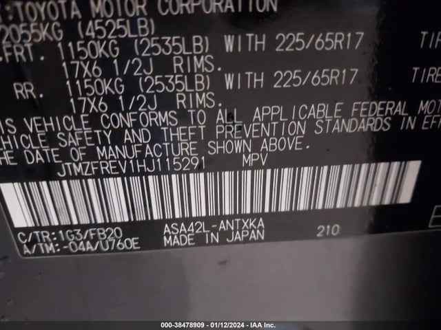 Toyota RAV4 LE 2017 JTMZFREV1HJ115291 Image 9