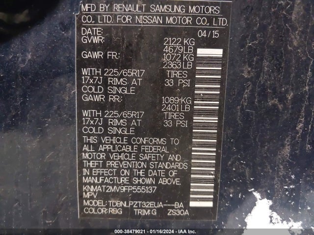 Nissan ROGUE S 2015 KNMAT2MV9FP555137 Image 9