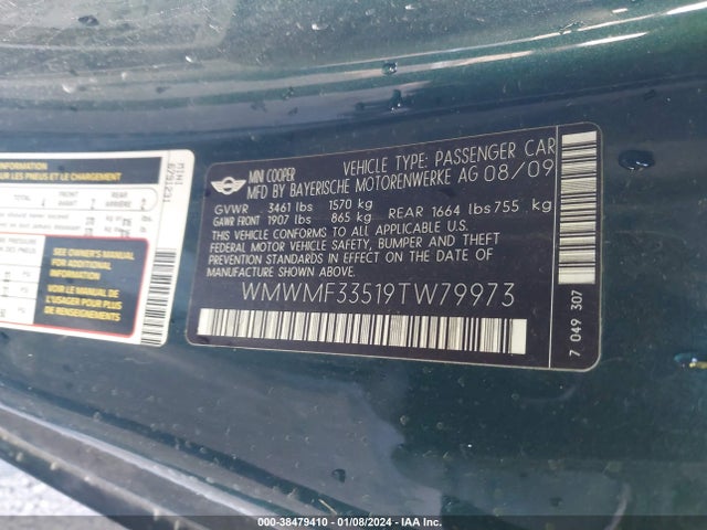 2009 MINI COOPER WMWMF33519TW79973 Photo 8