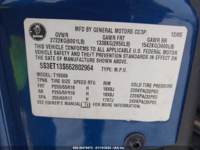 2006 SAAB 9-7X 5S3ET13S662802964 Photo 8