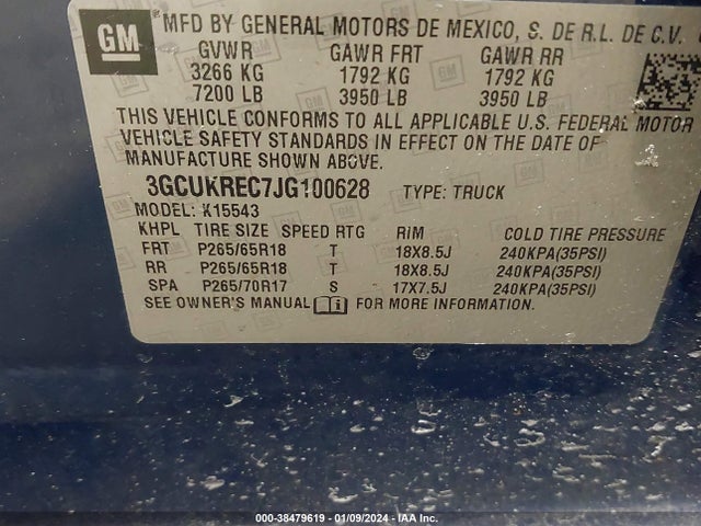 Chevrolet Silverado 1500 2lt 2018 3GCUKREC7JG100628 Image 9