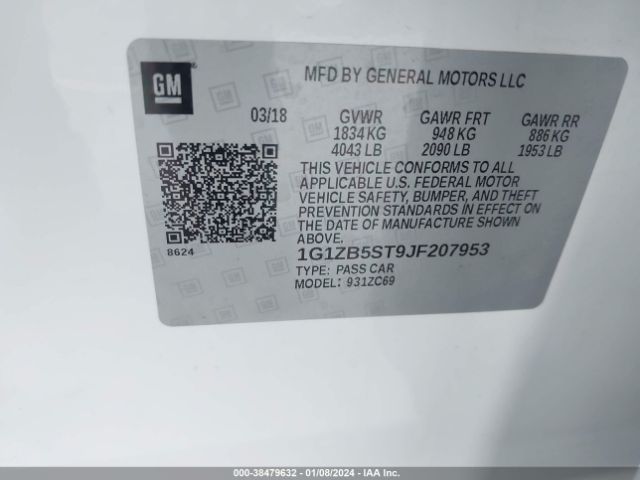 1G1ZB5ST9JF207953 Chevrolet Malibu 1ls