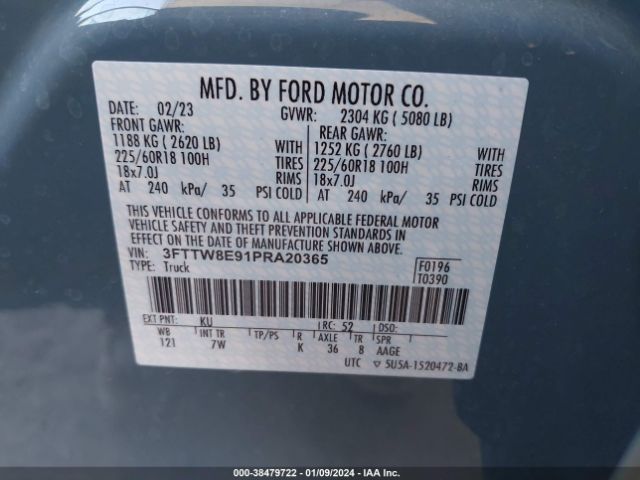 3FTTW8E91PRA20365 Ford Maverick Xlt