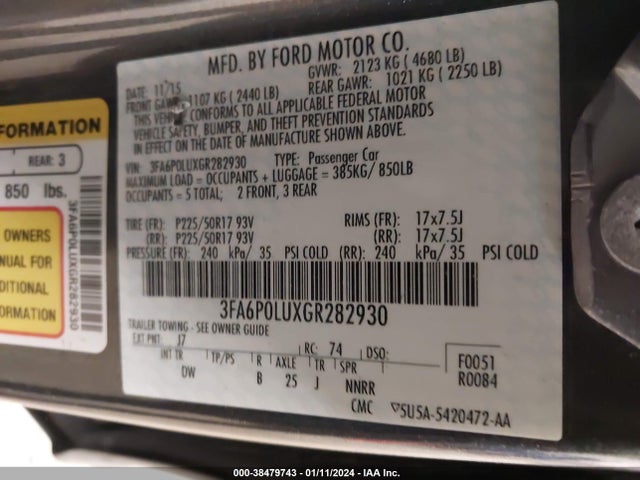 Ford Fusion Hybrid Se 2016 3FA6P0LUXGR282930 Image 9