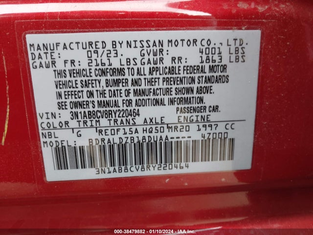 2024 NISSAN SENTRA SV XTRONIC CVT VIN: 3N1AB8CV8RY220464