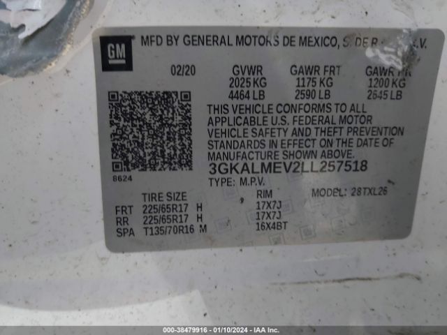 3GKALMEV2LL257518 GMC Terrain Fwd Sle