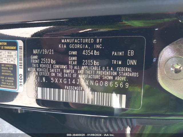 KIA K5 LXS 2022 5XXG14J2XNG086569 Image 9