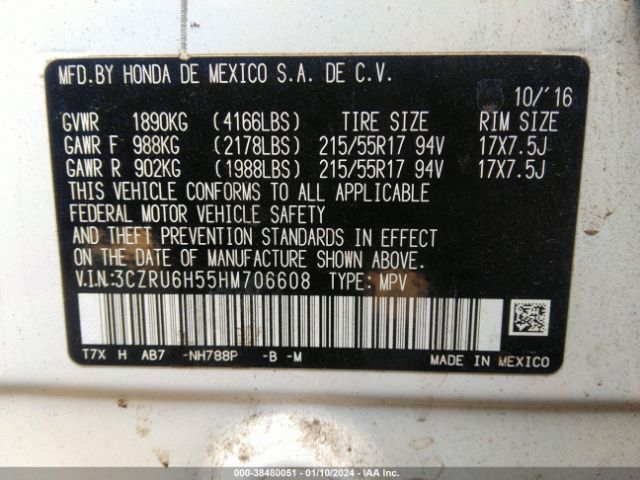 3CZRU6H55HM706608 Honda HR-V EX