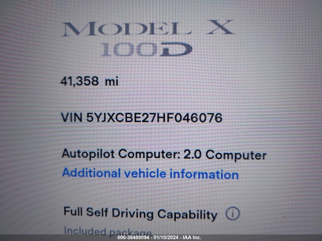 2017 TESLA MODEL X 5YJXCBE27HF046076 Photo 6
