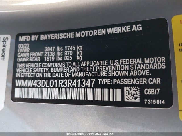 2024 MINI CONVERTIBLE WMW43DL01R3R41347 Photo 8