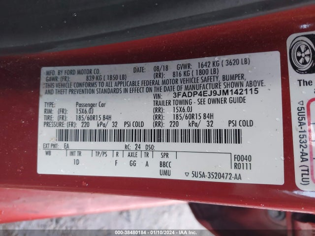 Ford FIESTA SE 2018 3FADP4EJ9JM142115 Image 9
