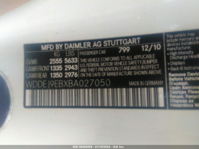 2011 MERCEDES-BENZ CL 550 WDDEJ9EBXBA027050 Photo 8