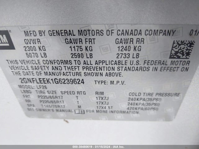Chevrolet EQUINOX LS 2016 2GNFLEEK1G6239624 Image 9