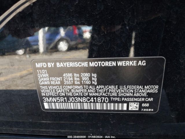 3MW5R1J03N8C41870 BMW 330I
