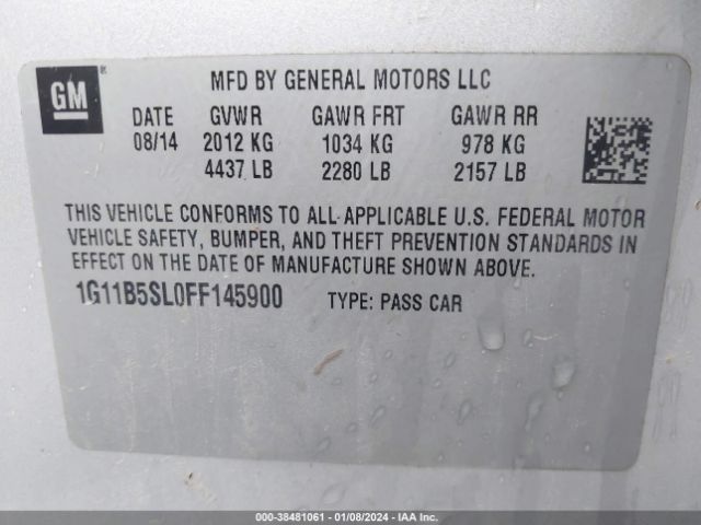 1G11B5SL0FF145900 Chevrolet MALIBU LS