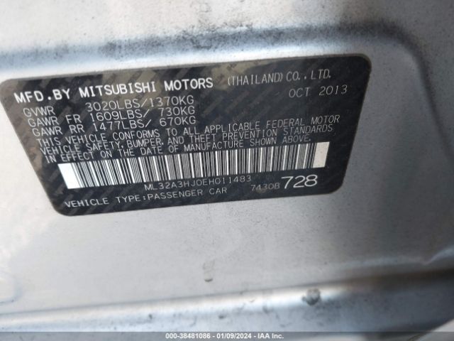 2014 MITSUBISHI MIRAGE ML32A3HJ0EH011483 Photo 8