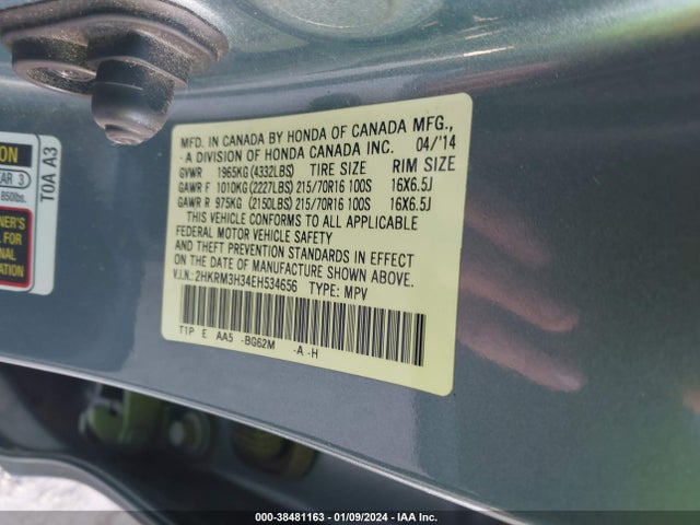 Honda CR-V LX 2014 2HKRM3H34EH534656 Image 9