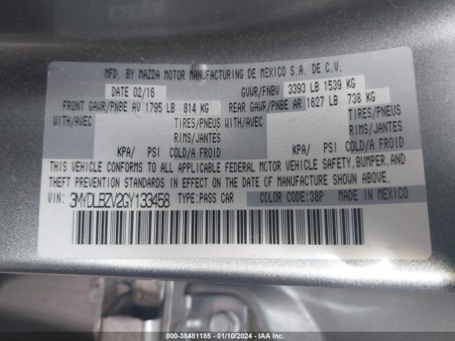 3MYDLBZV2GY133458 Scion IA