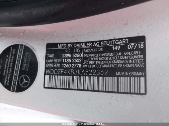 WDDZF4KB3KA522362 Mercedes-Benz E 300 4matic