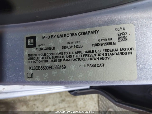 Chevrolet Spark Ls Auto 2014 KL8CB6S90EC568169 Image 9