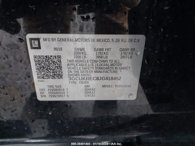 Chevrolet Silverado 1500 2lt 2018 3GCUKREC8JG418452 Image 9