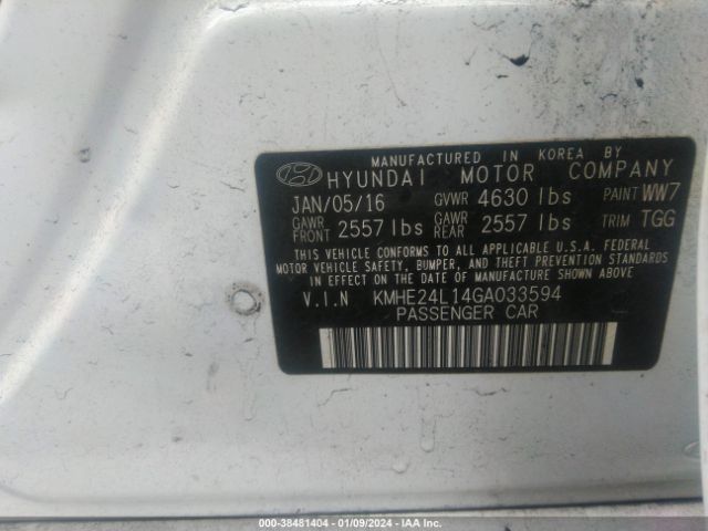 KMHE24L14GA033594 Hyundai Sonata Hybrid Se