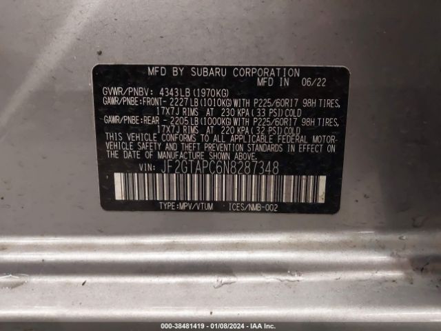 JF2GTAPC6N8287348 Subaru Crosstrek Premium