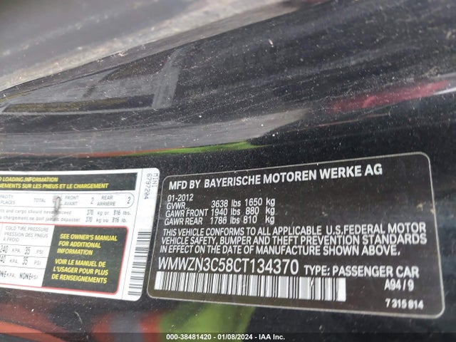 2012 MINI COOPER WMWZN3C58CT134370 Photo 8