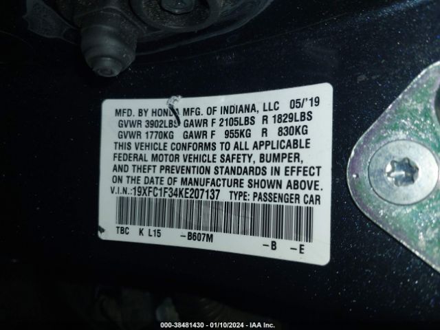 19XFC1F34KE207137 Honda CIVIC EX