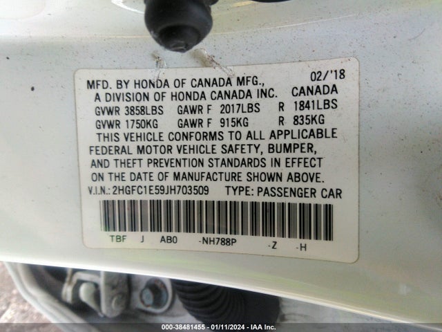 Honda CIVIC SI 2018 2HGFC1E59JH703509 Image 9