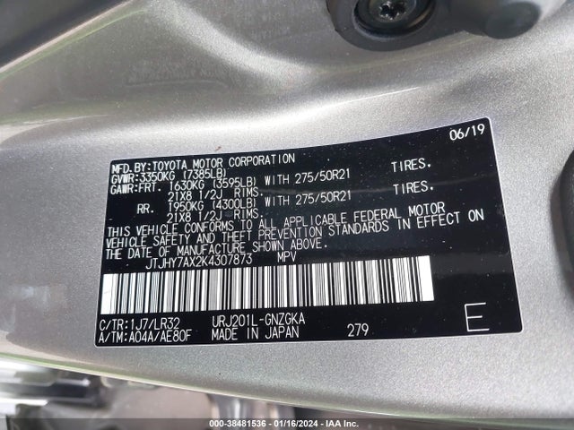 Lexus Lx 570 Three-row 2019 JTJHY7AX2K4307873 Image 9