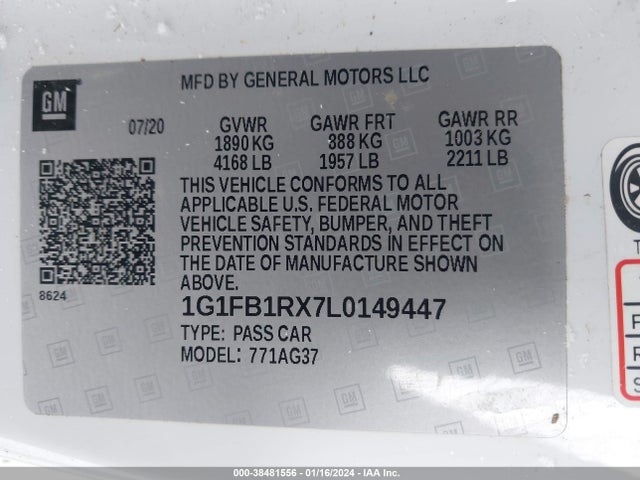 Chevrolet Camaro 2020 1G1FB1RX7L0149447 Image 9