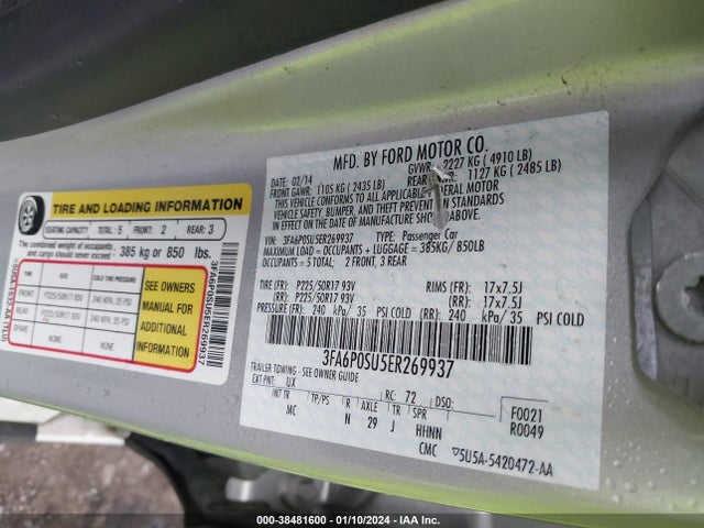Ford Fusion Energi Titanium 2014 3FA6P0SU5ER269937 Image 9
