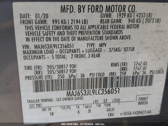 Ford Ecosport Ses 2020 MAJ6S3JL9LC356051 Image 9