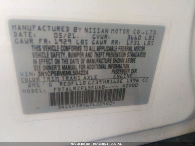 Nissan Kicks S Xtronic Cvt 2021 3N1CP5BV6ML504224 Image 9