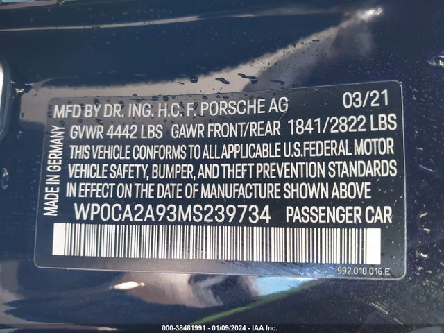 2021 PORSCHE 911 WP0CA2A93MS239734 Photo 8