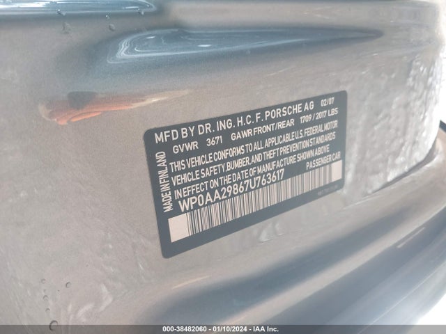 2007 PORSCHE CAYMAN WP0AA29867U763617 Photo 8