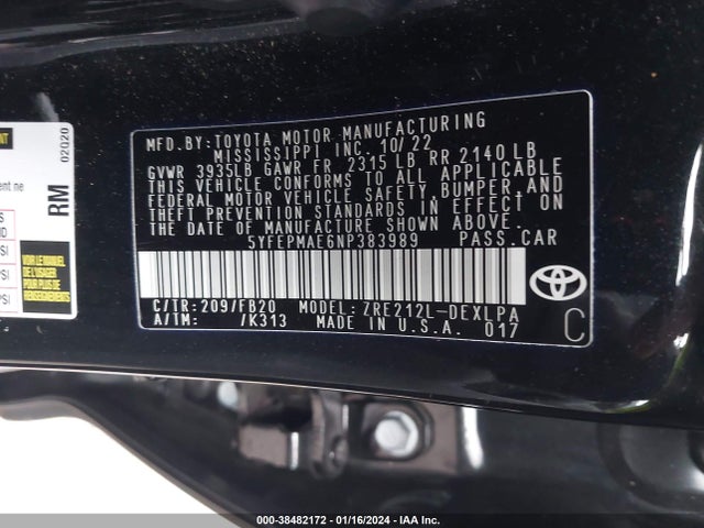 Toyota COROLLA LE 2022 5YFEPMAE6NP383989 Image 9