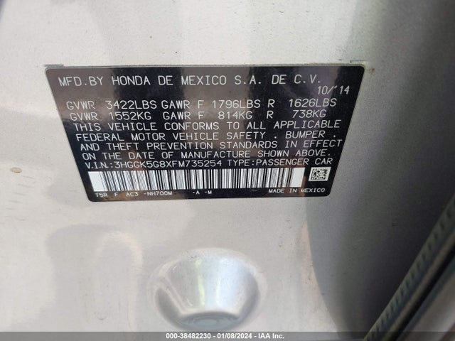 Honda FIT EX 2015 3HGGK5G8XFM735254 Image 9