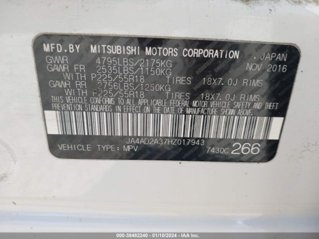 JA4AD2A37HZ017943 Mitsubishi Outlander Es