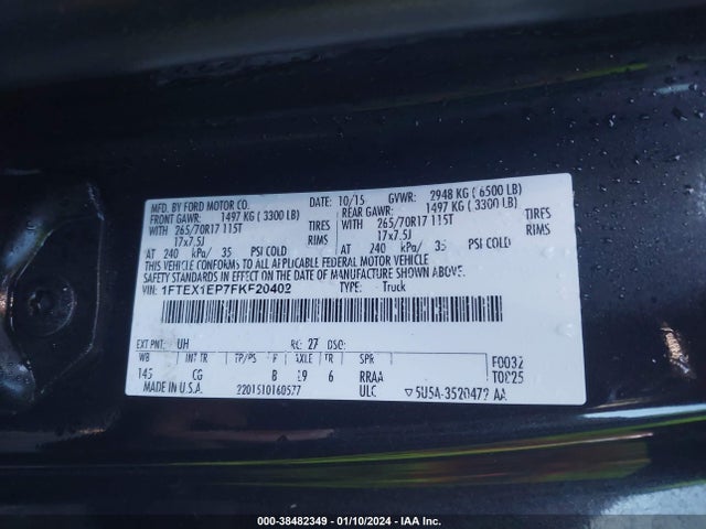 Ford F-150 Xl 2015 1FTEX1EP7FKF20402 Image 9