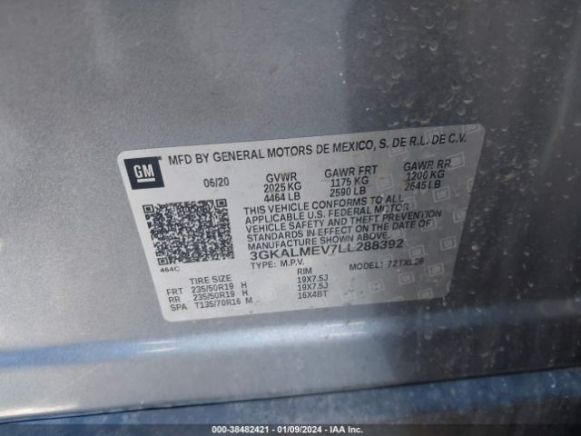 3GKALMEV7LL288392 GMC Terrain Fwd Sle