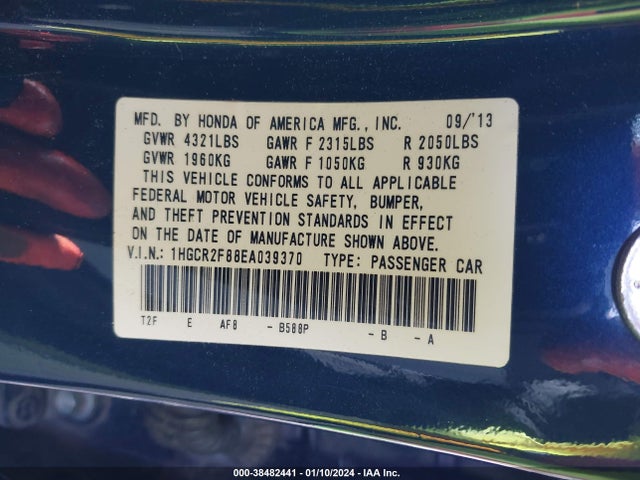 Honda Accord Ex-l 2014 1HGCR2F88EA039370 Image 9