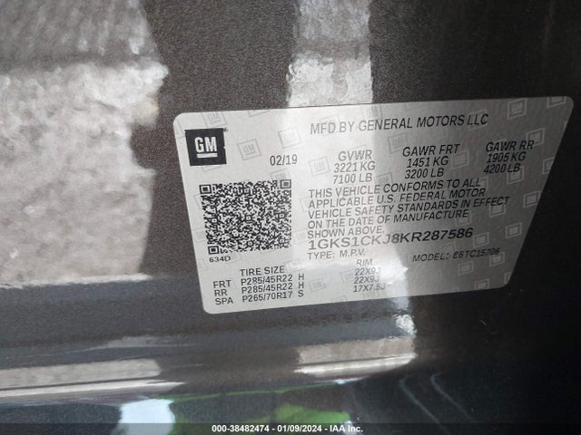 GMC YUKON DENALI 2019 1GKS1CKJ8KR287586 Image 9