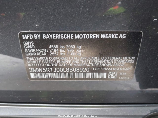 BMW 330I 2020 3MW5R1J00L8B08920 Image 9