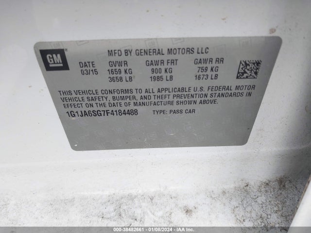 Chevrolet Sonic Ls Auto 2015 1G1JA6SG7F4184488 Image 9