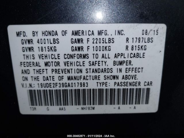 19UDE2F39GA017983 Acura Ilx 2.4l/acurawatch Plus Package